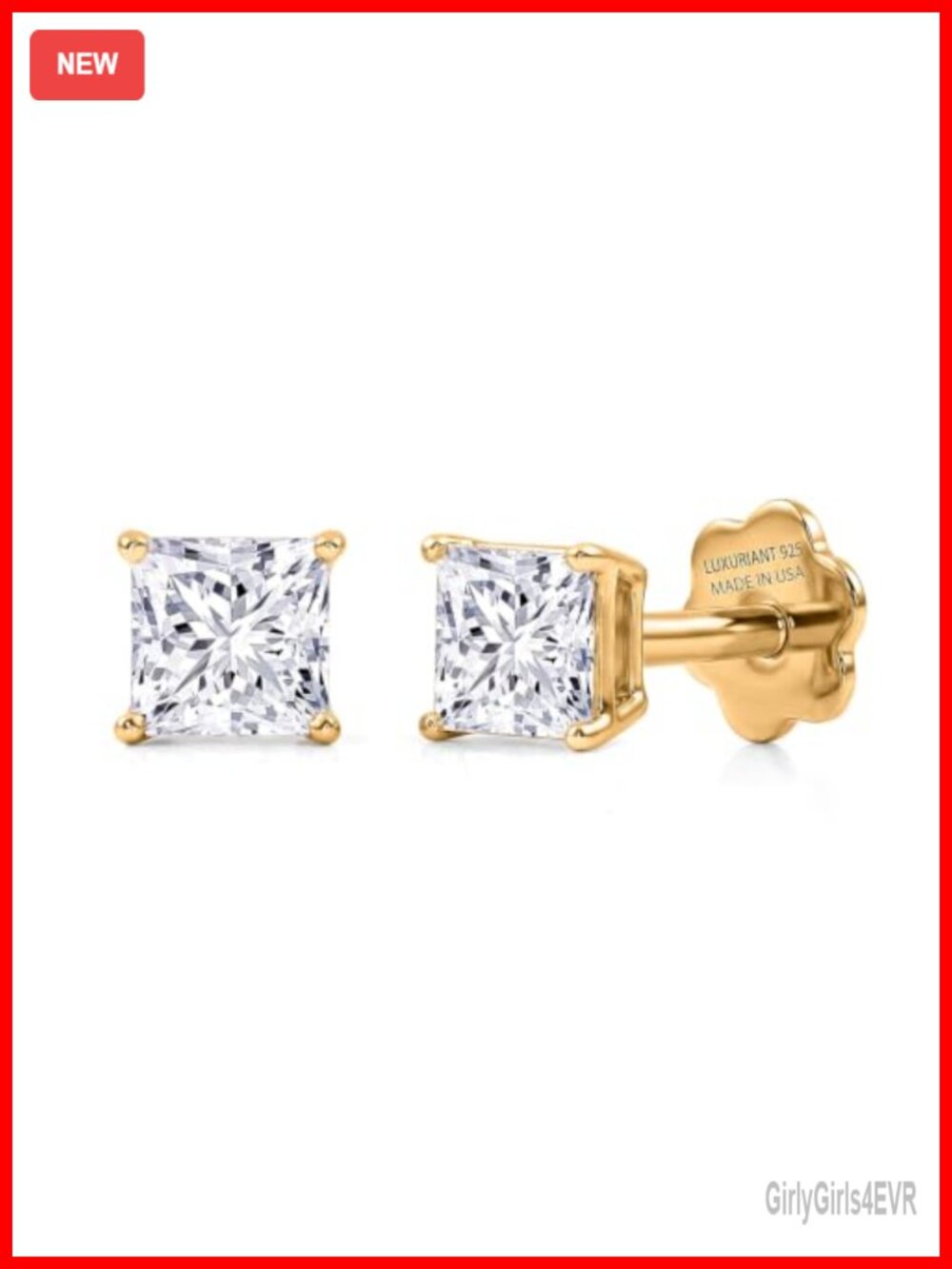 Lab Grown Diamond Stud Earrings 925 Sterling Silver 18k Yellow Gold Plated